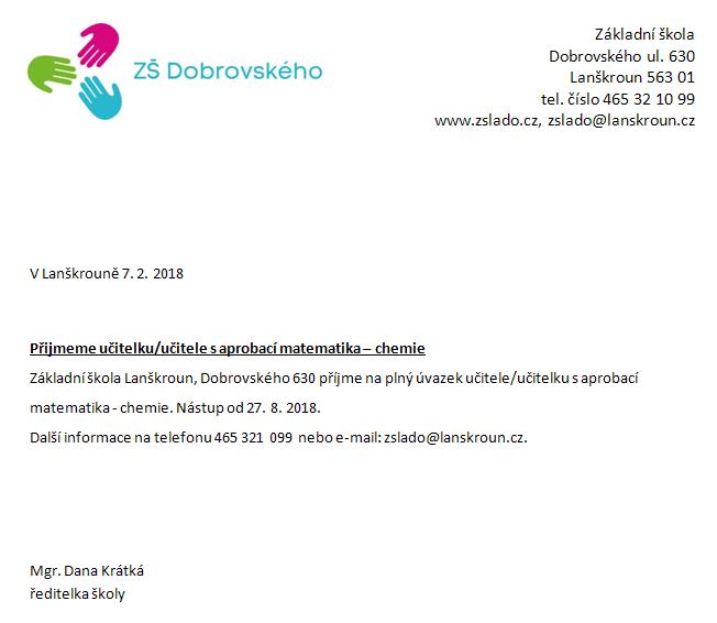 volne pracovni misto 2018